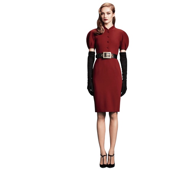 GUCCI Designer Runway Maroon Red Wool Dress - Picture 2 of 14